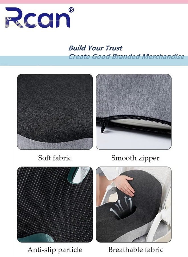 Rcan Lumbar Support Pillow Seat Cushion for Office Chair Pressure Relief Sciatica & Tailbone Pain Relief Memory Foam Firm Coccyx Pad for Long Sitting, for Office Chair, Gaming Chair and Car Seat - Image 5