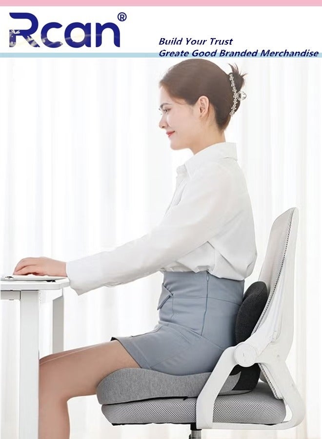 Rcan Lumbar Support Pillow Seat Cushion for Office Chair Pressure Relief Sciatica & Tailbone Pain Relief Memory Foam Firm Coccyx Pad for Long Sitting, for Office Chair, Gaming Chair and Car Seat - Image 2
