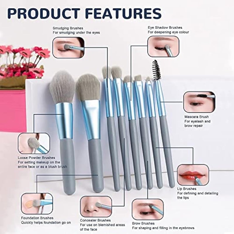 Professional Makeup Brush Set, 8Pcs Ultra Soft Purple Make Up Brushes with Foundation, Contour, Blush, Concealer, Eye Shadow, Blending, Liner Brush Tools, Gift for Women - Image 4