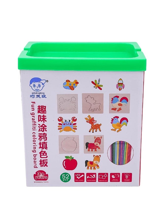 بوكس الإبداع الصغير للأطفال! 🌟 🎨 يحتوي على 52 كارت خشبي تعليمية لتعلم الرسم بسهولة 🖌️ كراسة رسم مليانة أفكار ممتعة 🌈 12 قلم ألوان + قلم رصاص لتلوين كل الرسومات 🧠 لعبة تعليمية إبداعية تساعد الأطفال على تطوير التركيز والخيال منذ الصغر - Image 4