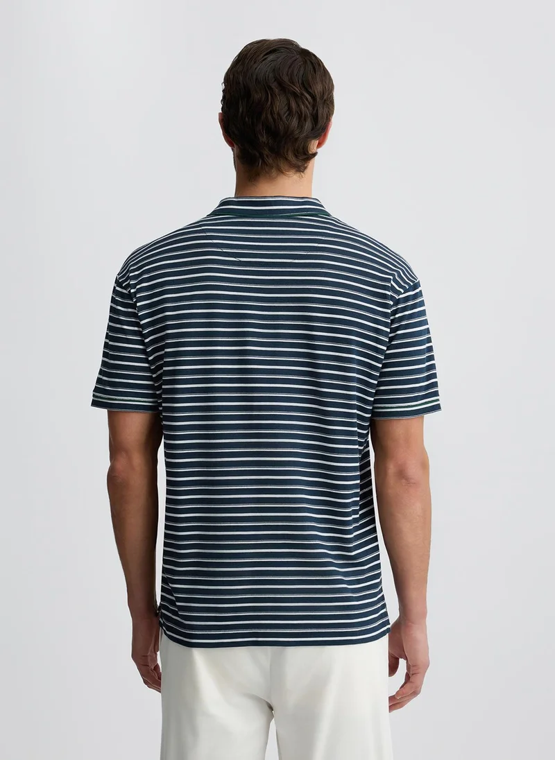 ليو جو Striped Knit Polo Shirt