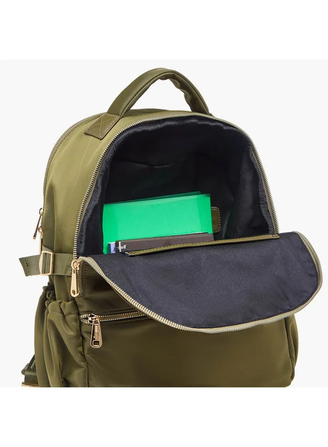 MISSY Women Solid Backpack with Adjustable Shoulder Straps and Zip Closure - 34x15x40 cm