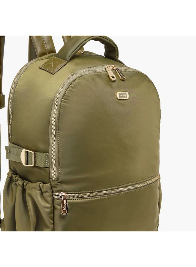 MISSY Women Solid Backpack with Adjustable Shoulder Straps and Zip Closure - 34x15x40 cm