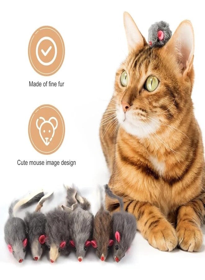 Pluzmecalm 6Pcs Gray Fur Rattle Mouse Cat Toy Mice Animal Toy Pet Supplies Furry Play Combo Cat Toy Mix - Image 4