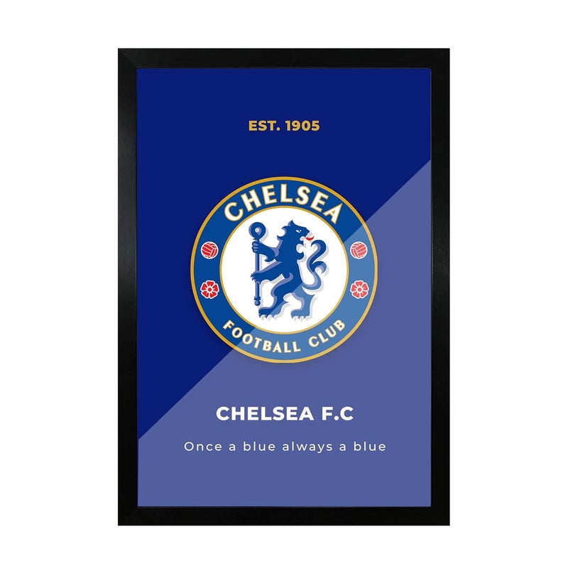 FRAMEO STORE Chelsea FC Glass frame Chelsea wall art framed poster A3 size 12 X 18 Inches - Image 1