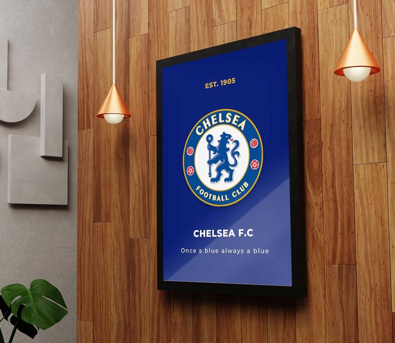 FRAMEO STORE Chelsea FC Glass frame Chelsea wall art framed poster A3 size 12 X 18 Inches - Image 3