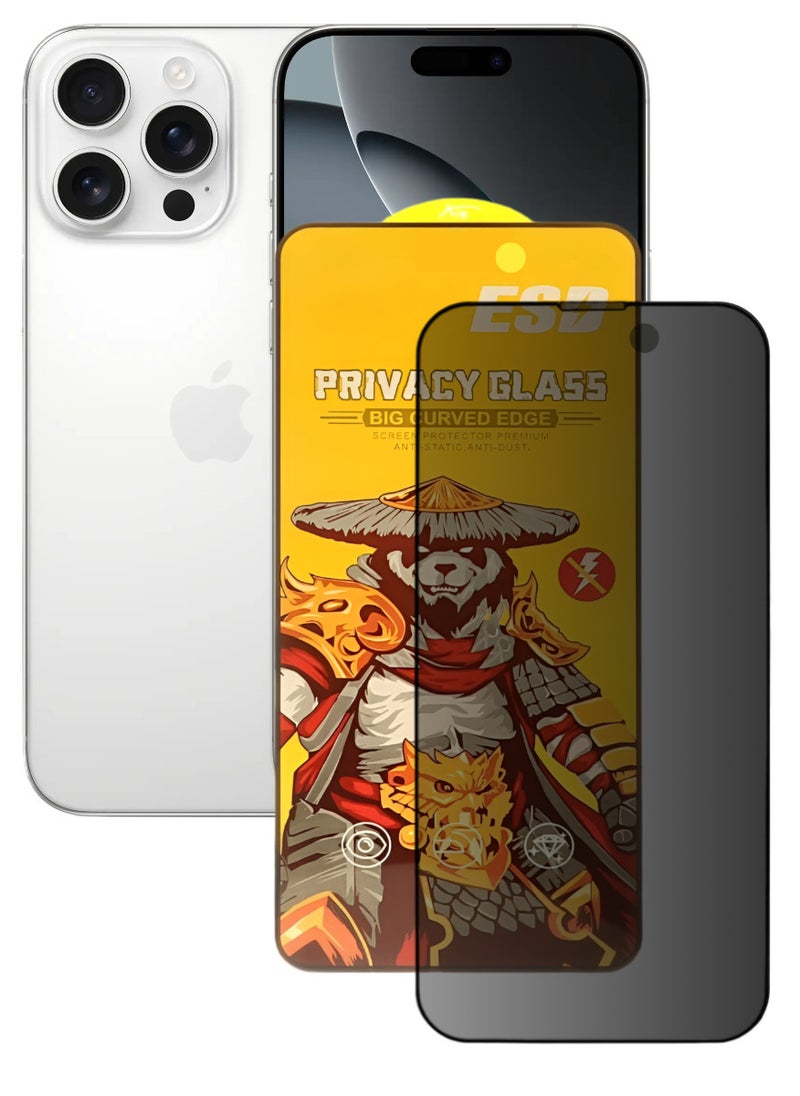 ESD Tempered Dustproof Privacy Glass Screen Protector Compatible For iPhone 16 Pro Max - Image 1
