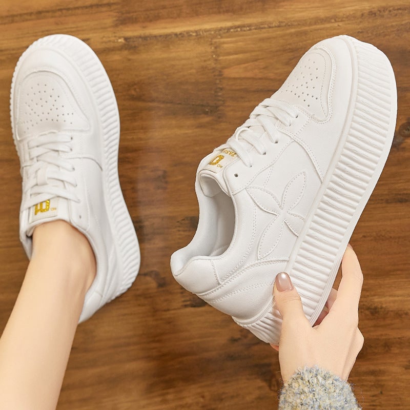Plus Size Women'S Shoes 41-43 Spring New Super Popular Board Shoes All-Match Biscuit Shoes Thick Sole Hidden Height Increasing Casual White Shoes - Image 3