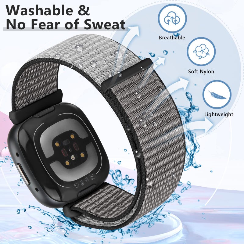 Bcuckood Nylon Loop Compatible with Fitbit Sense 2/Fitbit Sense/Fitbit Versa 4/Fitbit Versa 3 Bands, Women Men Soft Nylon Adjustable Breathable Strap Solo Loop Replacement Wristband - Image 4
