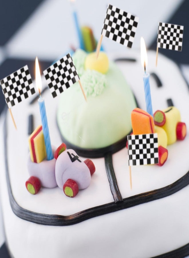 XIHIRCD 100pcs Mini Checkered Toothpick Flags, Black&White Mini Flags on Sticks Double Sided Food Labels for Party Buffet Race Car Cupcake Toppers for Decoration Dishes Fruit Platter - Image 5