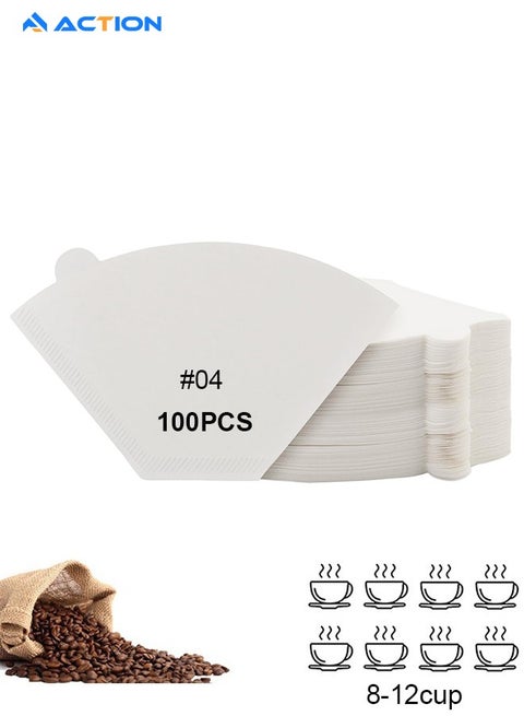 Coffee Filters Disposable 100Pc, #4 Cone Coffee Filters 8-12 Cups Natural Paper, Disposable Coffee Filters Fit for V60 Conical Shaped Pour Over Coffee Dripper and Drip Coffee Maker
