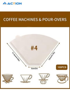 ACTION Coffee Filters Disposable 100Pc, #4 Cone Coffee Filters 8-12 Cups Natural Paper, Disposable Coffee Filters Fit for V60 Conical Shaped Pour Over Coffee Dripper and Drip Coffee Maker  - Image 2