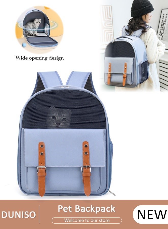 DUNISO حقيبة ظهر لحمل الحيوانات الأليفة للقطط لحمل الكلاب الصغيرة مع تصميم جيد التهوية، حامل حقيبة الحيوانات الأليفة قابل للطي ومقاوم للماء مع وسادة قابلة للغسل للسفر والمشي لمسافات طويلة في الهواء الطلق - Image 1