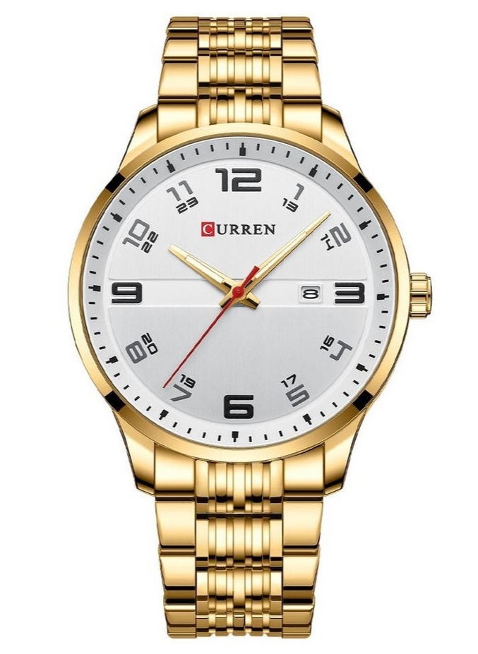 CURREN - Stainless Steel Men's Quartz Watch with Calendar 8411 Gold - Image 1
