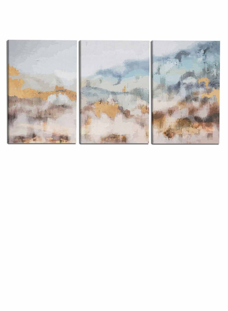 LOWHA Set Of 3 Framed Canvas Wall Arts Stretched Over Wooden Frame, Abstract Watercolor Paintings, For Home, Living Room, Office Decor - Image 4