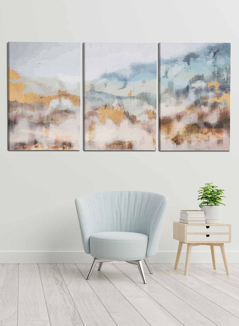 LOWHA Set Of 3 Framed Canvas Wall Arts Stretched Over Wooden Frame, Abstract Watercolor Paintings, For Home, Living Room, Office Decor - Image 3