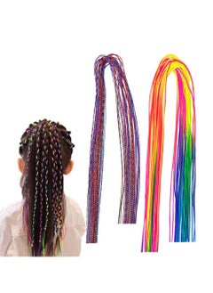 68Pcs Colorful Hair Wrap String for Braided Assorted Gradient Color Hair Rope Band, Multi Rainbow Mixed String Hair Wrap Hair Braiding Strings for Hip Hop DIY Braided Hair Accessories