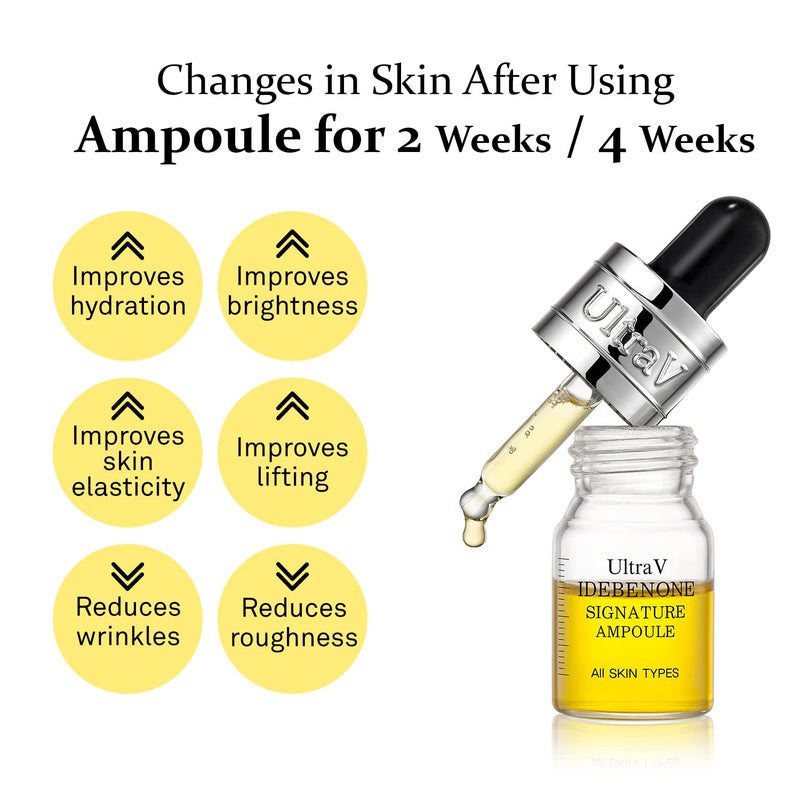 ULTRAV Ultra V Idebenone Signature Ampoule - Anti Aging Antioxidant Serum â€“ Peptides, Niacinamide, Hyaluronic Acid â€“ Anti Wrinkle, Smoothes, Softens Skin - 0.27 fl.oz 4 Packs 12,000ppm - Image 4