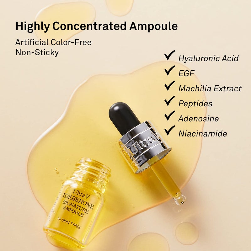 ULTRAV Ultra V Idebenone Signature Ampoule - Anti Aging Antioxidant Serum â€“ Peptides, Niacinamide, Hyaluronic Acid â€“ Anti Wrinkle, Smoothes, Softens Skin - 0.27 fl.oz 4 Packs 12,000ppm - Image 5