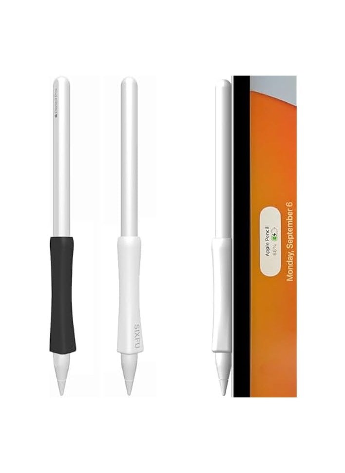 PROMASS Grip Designed for Apple Pencil Pro/ 2nd Generation/USB-C Support Magnetic Charging, 2 PCS Cover Accessories Compatible with iPad iPencil Stylus Pen(Black,White)  - Image 1