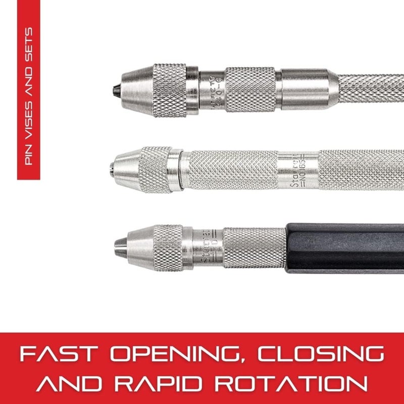 Starrett Pin Vise with Knurled Handles, Smaller Body Diameter than the Chuck, and Special Tapered Collet for Maximum Clamping Surface - .115-.187" Range - 162D - Image 4