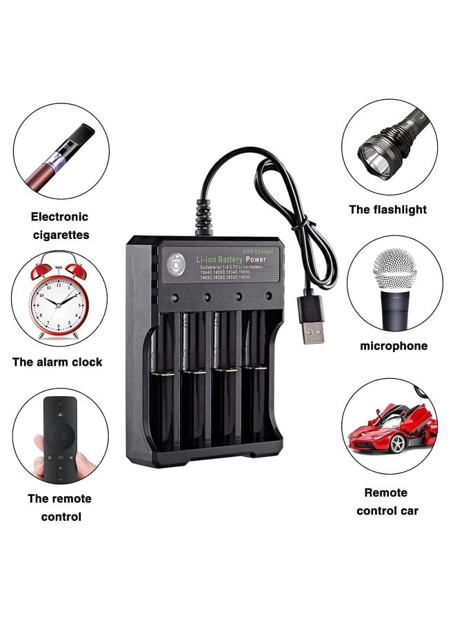 18650 Battery Charger 4 Slot, Battery Charger for 18650 Rechargeable Batteries, Universal Smart LED Display, 18650 Charger, UK Lithium Battery Charger, 3.7V with Micro USB 18350 14500 (No Battery) - Image 3