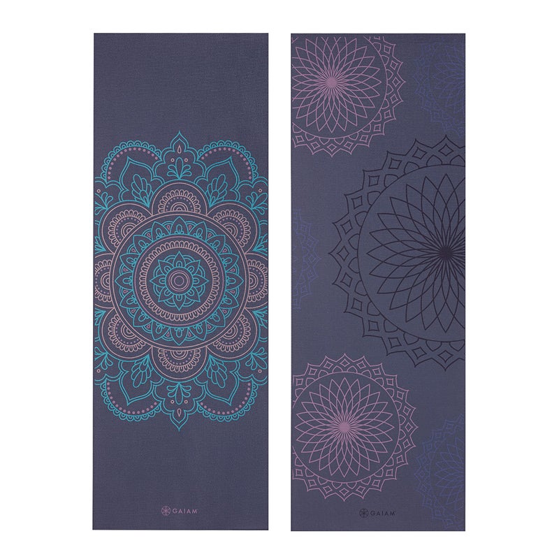 Gaiam Yoga Mat Premium Print Reversible Extra Thick Non Slip Exercise & Fitness Mat for All Types of Yoga, Pilates & Floor Workouts, Purple Illusion, 6mm - Image 2