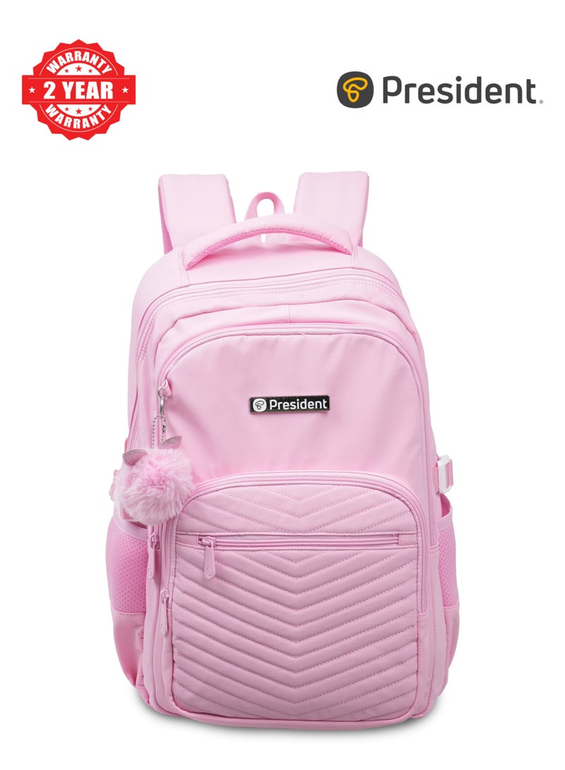 President School Backpack Waterproof Book Bag with Compartments and Doll Pendant for Kids, ( PINK ) Model-scp0021-17.5 - Image 1