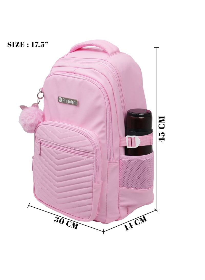 President School Backpack Waterproof Book Bag with Compartments and Doll Pendant for Kids, ( PINK ) Model-scp0021-17.5 - Image 3