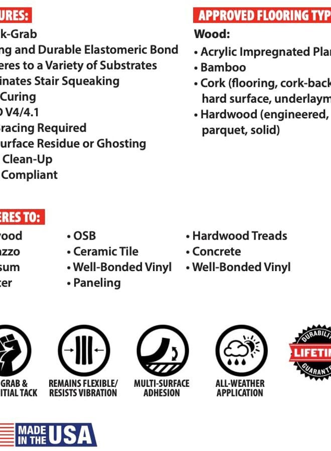 Red Devil 0790 Tread 330 Premium Elastomeric Flooring Adhesive, 10.1 oz., White Pack of 1 - Image 2
