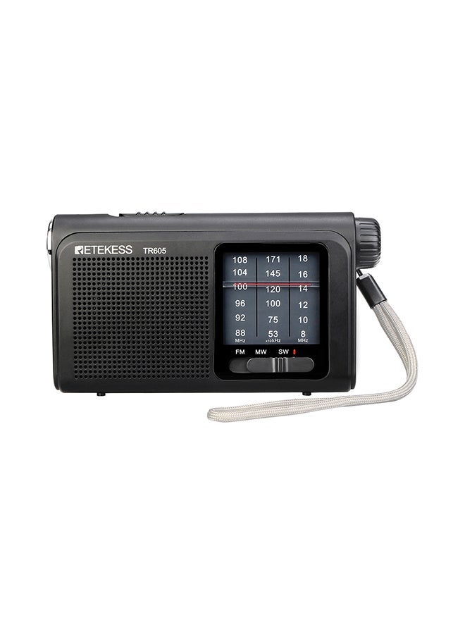 NIBEMINENT Portable Radio With Flashlight V6622 Black - Image 3