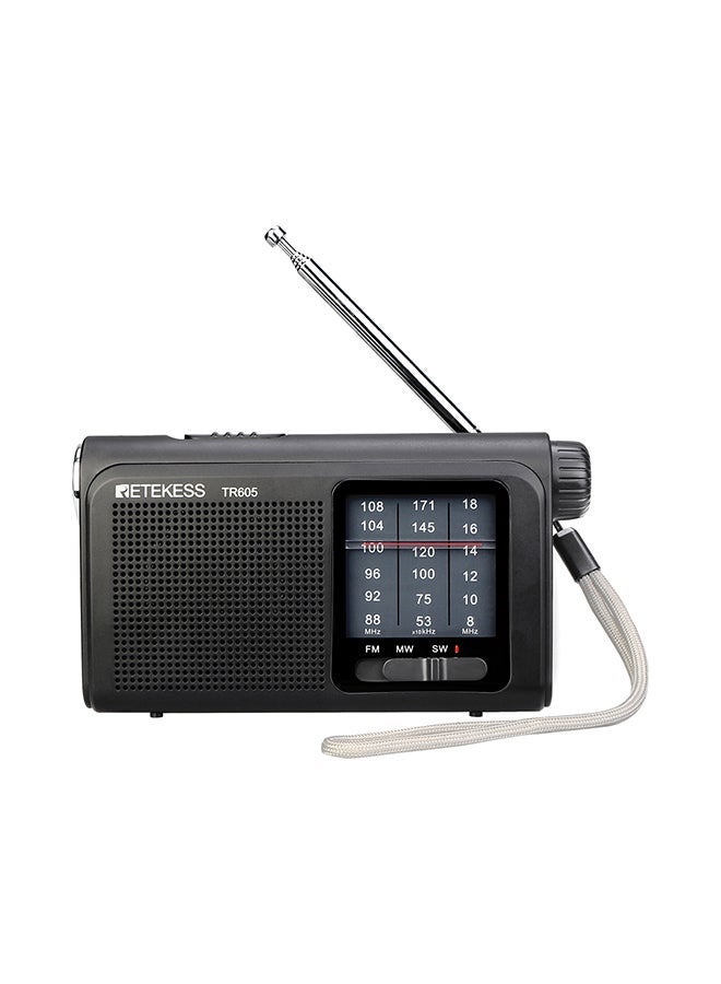 NIBEMINENT Portable Radio With Flashlight V6622 Black - Image 4