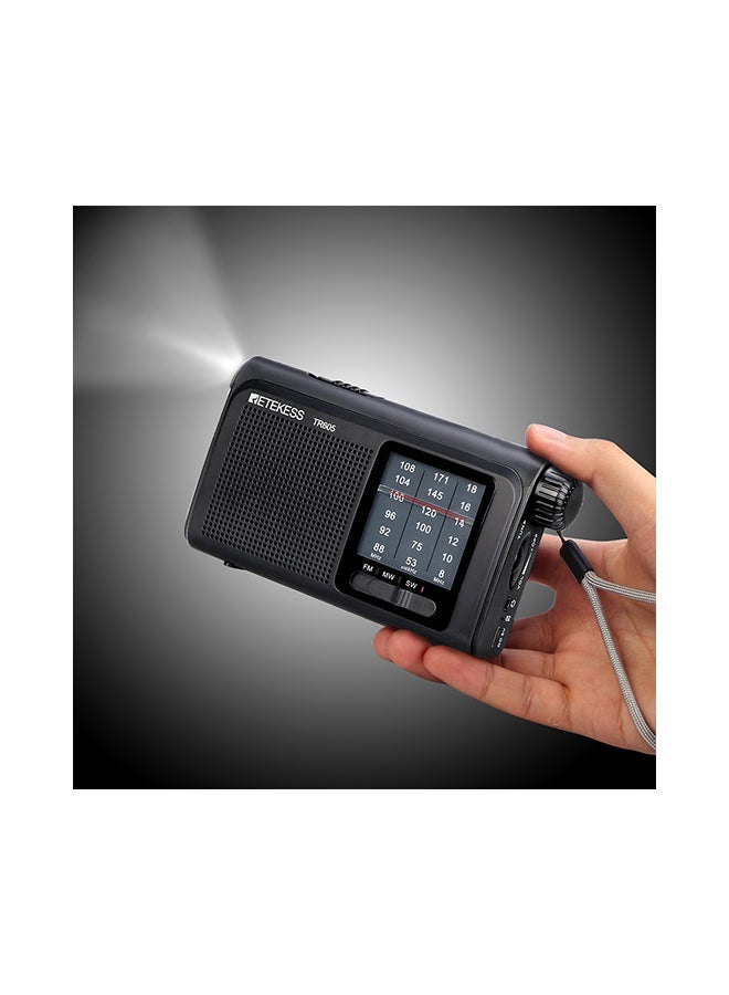 NIBEMINENT Portable Radio With Flashlight V6622 Black - Image 5
