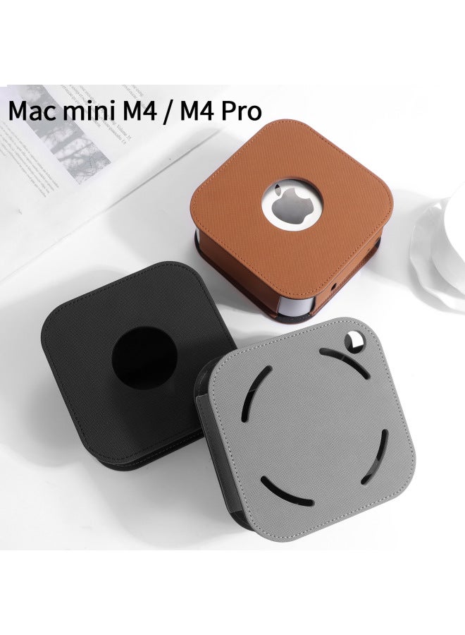 Suitable For 2024 Apple Mac Mini Computer Host Protective Case Leather Case-Color:Gray-Applicable Models:2024 Mac Mini - Image 3