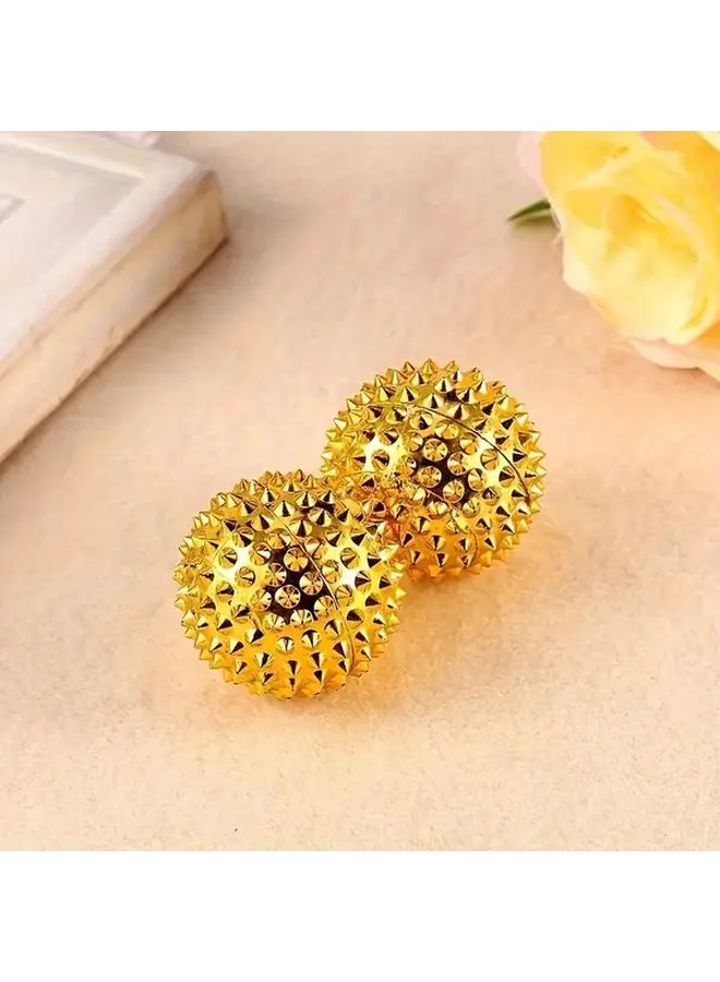 Golden Pair Magnetic Hedgehog Massage Balls Sharp Spikes For Muscle Relaxation And Circulation - Image 4