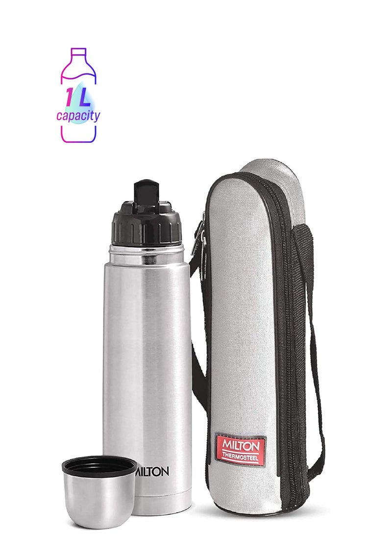 ميلتون قارورة ثرموستيل بغطاء قلاب سعة 1000 مل ، فضي - Image 2