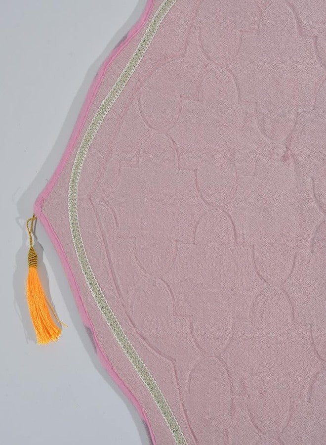 DEESAK Janamaz Prayer Mat – Turkey Soft Velvet Namaz Mat | Premium Aasan for Daily Salah, Janimaz Namaz, Comfortable & Durable Prayer Mat | 44x27 Inch, Laser Cut - Pink - Image 4