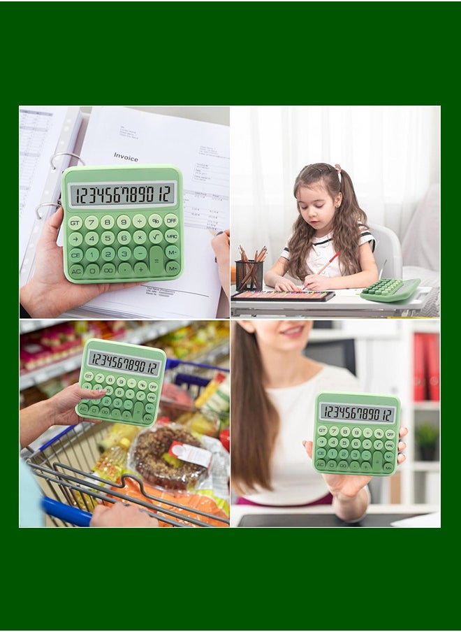 VibeHome Standard 12 Digit Calculator with Large LCD Display and Big Buttons - Gradient Green Office Accessories for Women, School, Home, Business  - Image 4