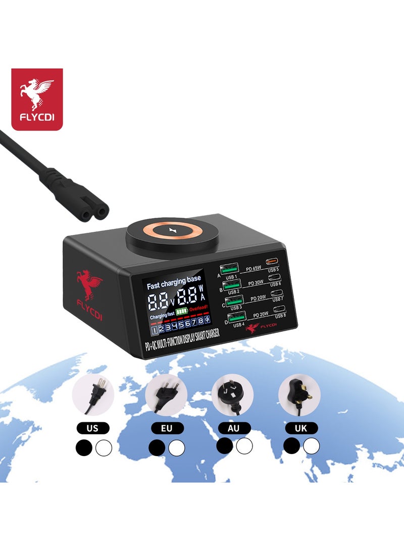 flycdi Charging Station for Multiple Devices 100w 8-Ports Include 6USB+1QC+1PD Ports Fast Charging Station for Apple, Compatible with Various Brands of Mobile Phones, Etc - Image 3