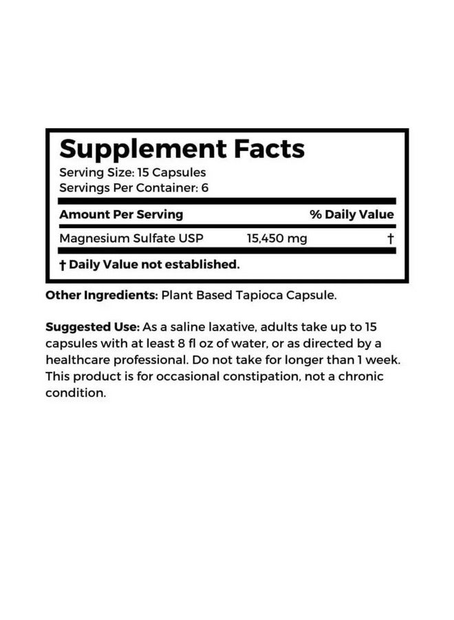 Dr Clark Store Magnesium SULFATE (Epsom Salt); Vegetarian, 1030 MG 100 Tapioca CAPS - Image 3