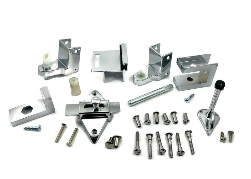 Harris Hardware Tp 1100 Toilet Partition Die Cast Zamac Complete Inswing Door Hardware Set 1 In. Door 1-1/4 In. Pilaster - Image 1