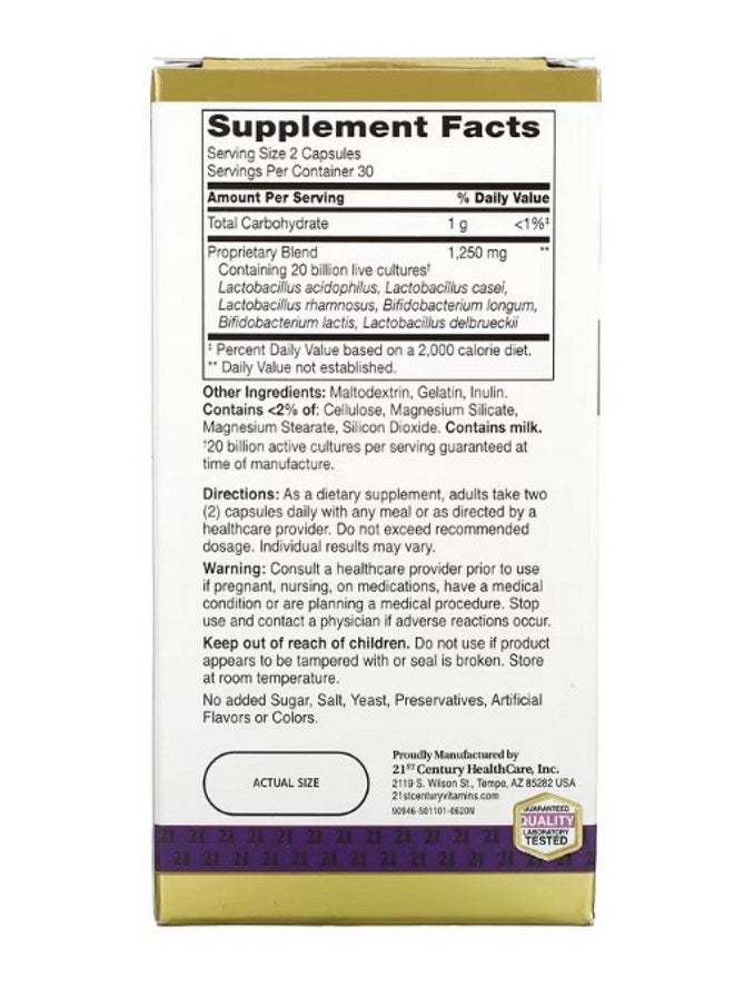 21st CENTURY - Ultra Potency Advanced Probiotic 60 Capsules - Image 1