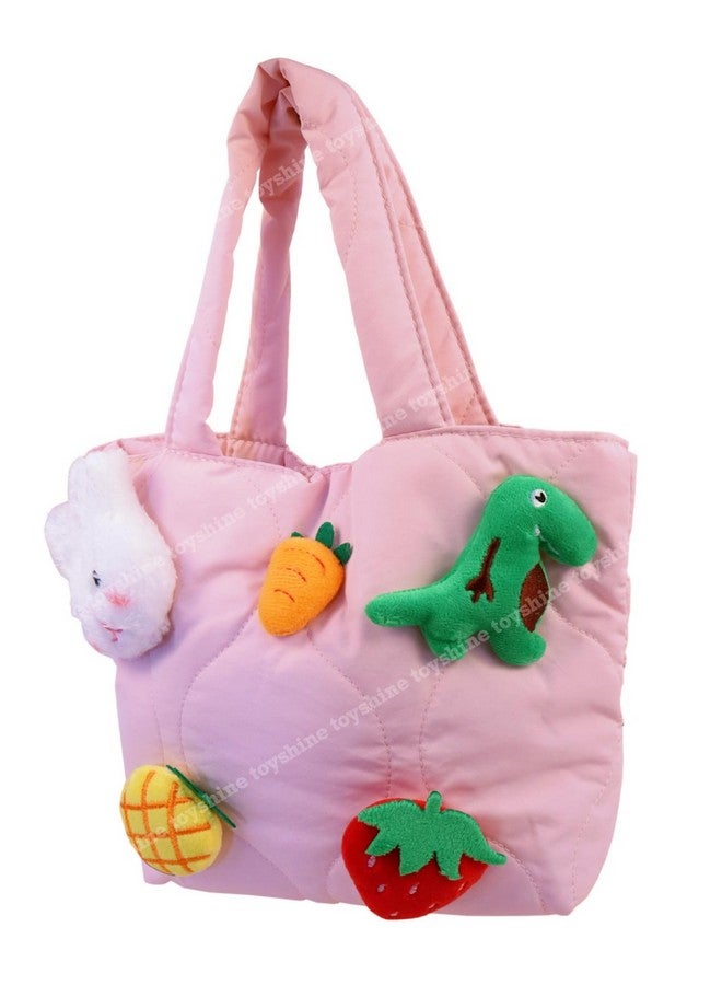 Toyshine Toyshine Soft Plush Cartoon Tote Bag, Girls Handbag for Travel and Multi-Purpose for Bday Party Supplies - Pink - Image 1