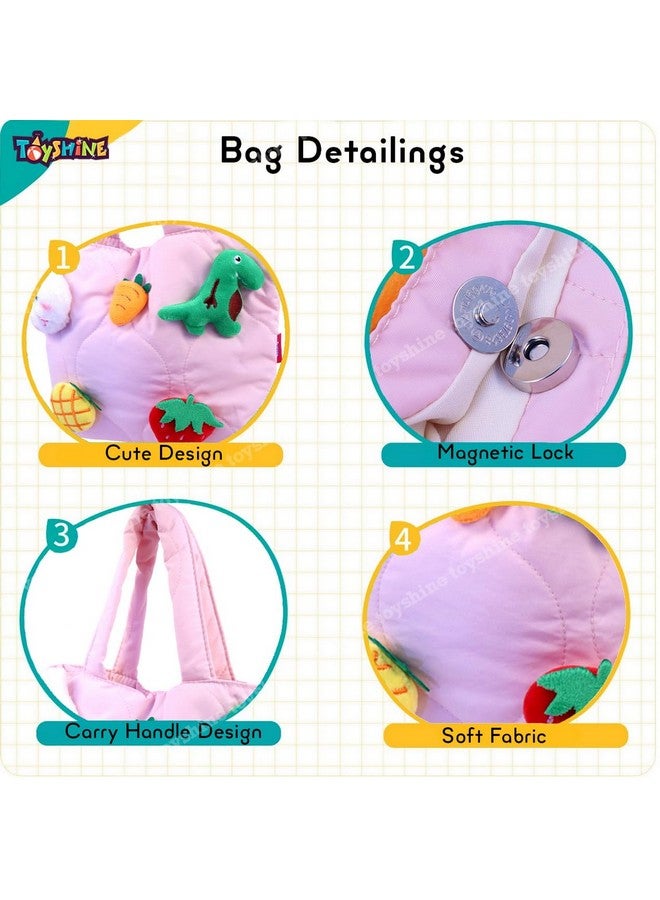 Toyshine Toyshine Soft Plush Cartoon Tote Bag, Girls Handbag for Travel and Multi-Purpose for Bday Party Supplies - Pink - Image 2