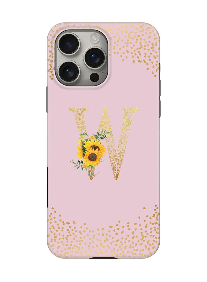 Stylizedd Tough Pro Magnetic Case for iPhone 16 Pro Max, Dual Layer hybrid PC + TPU Mobile Cover Matte - Custom Floral Monogram - W  (Pink ) - Image 1