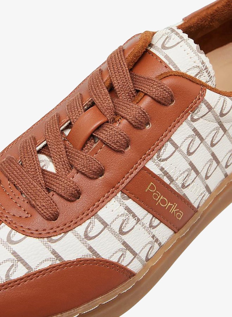 Paprika Monogram Print Lace-Up Sneakers - Image 4