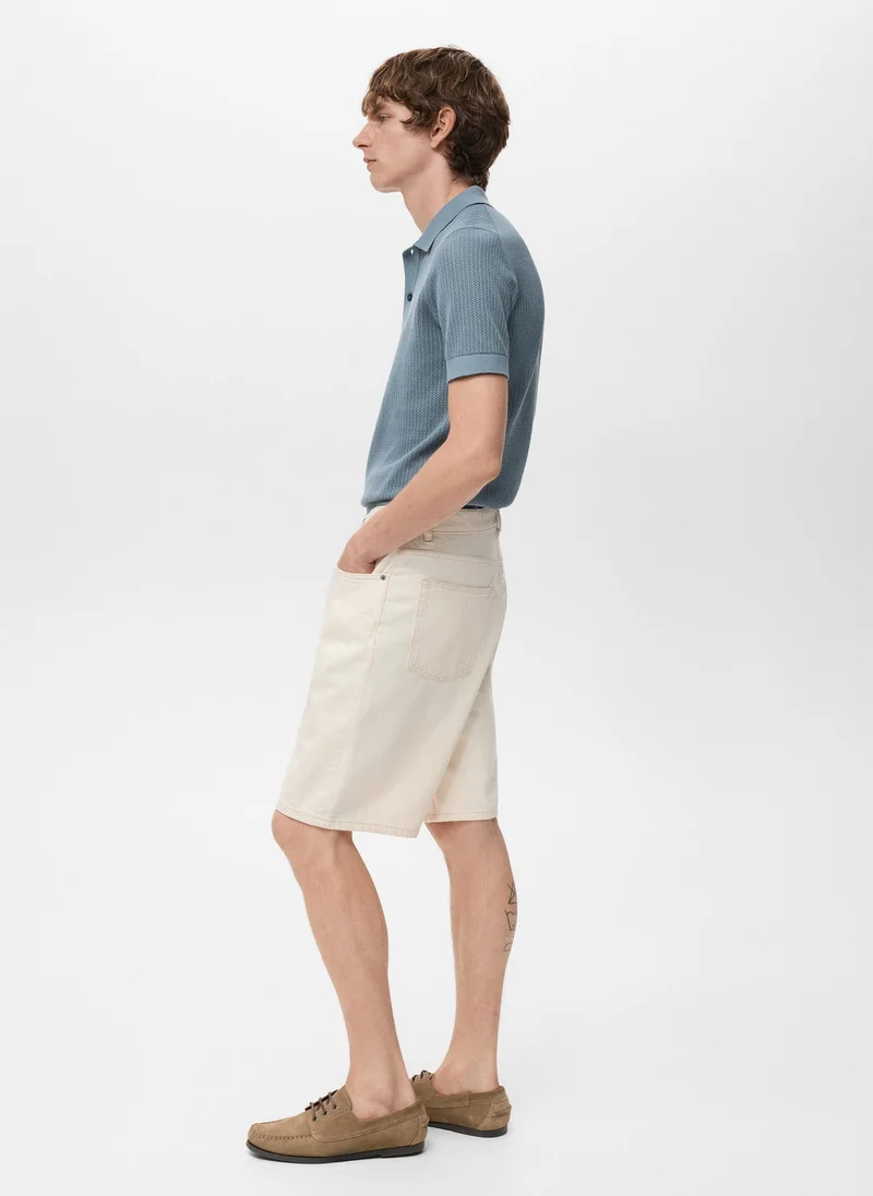 Mango Man  Openwork knitted cotton polo shirt for Men | Best Price UAE