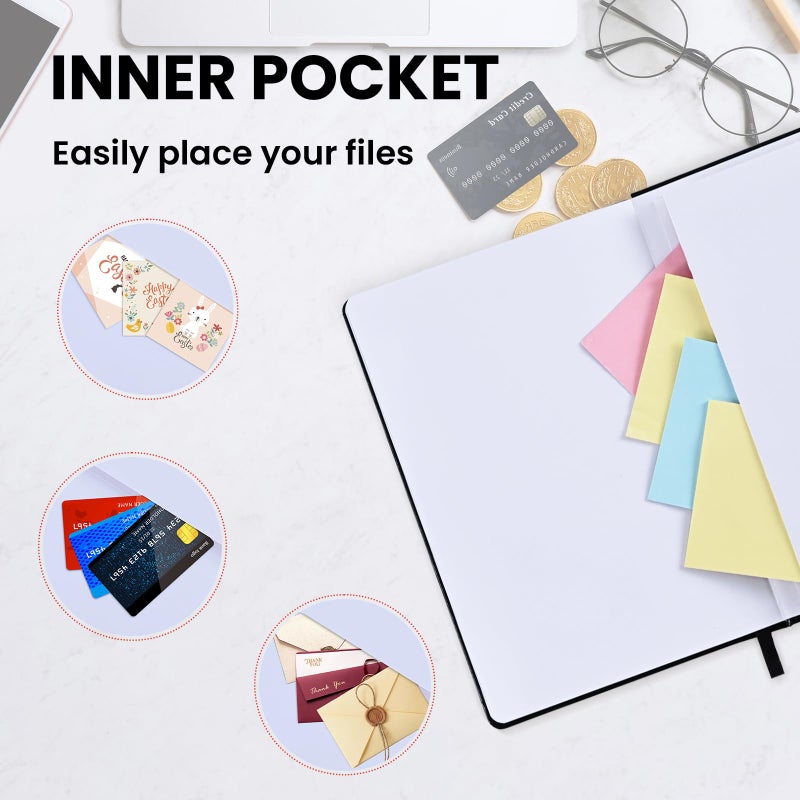 SUIN Lined Journal Notebook, Leather Hardcover Journal for Work, School, Travel, 100 GSM Paper, 160 Pages, 5.5x8.3 Inch, College Ruled, Black, 1-Pack - Image 5