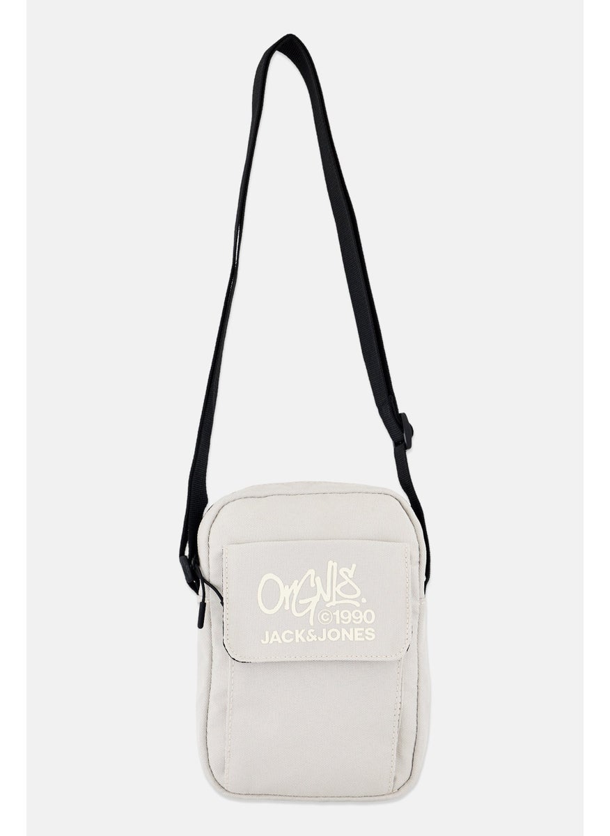 Jack Jones Men  Graphic Cross Body Bag, Beige  - Image 1