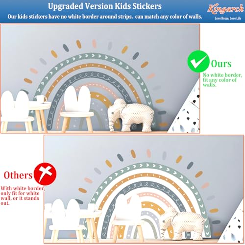 Kingarch Large Cute Rainbow Wall Decals, Boho Sun Peel and Stick Fabric Nursery Wall Decor, Removable Home Room Wall Decor Murals Stickers for Kids Girls Toddler Bedroom Living Room Playroom - Image 3